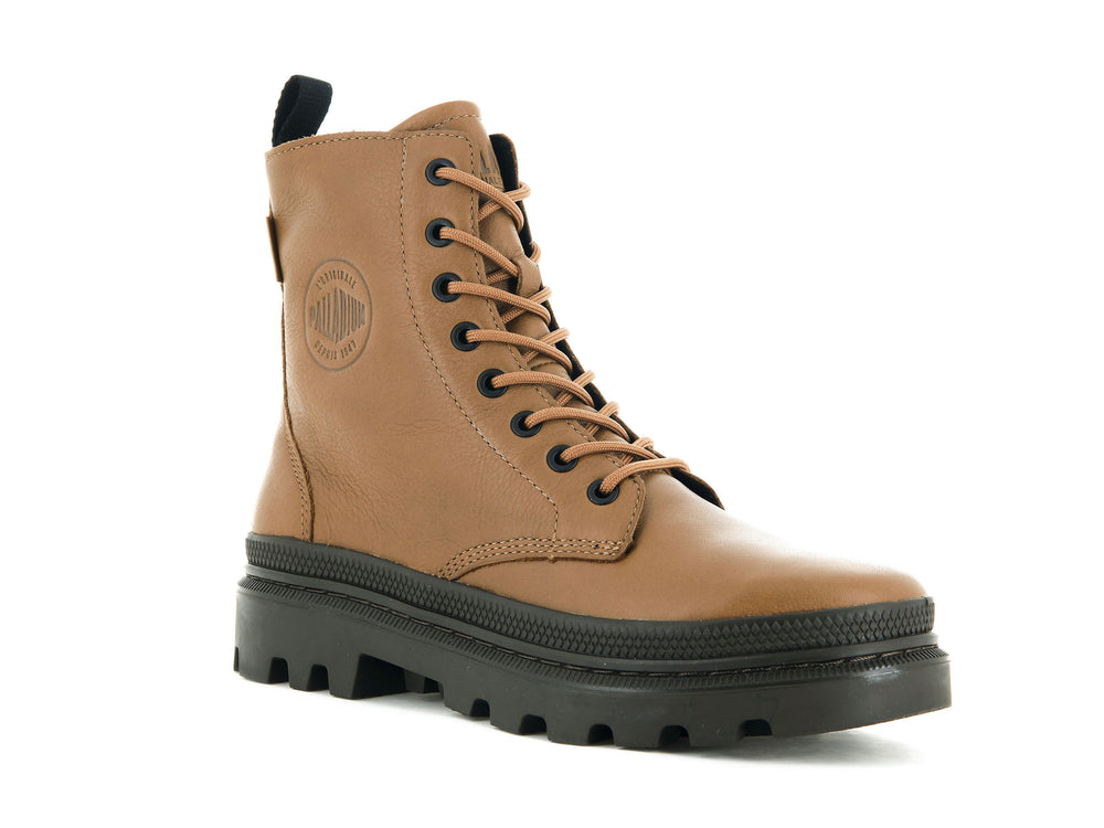 Botas De Invierno Palladium PALLATROOPER OFF LEATHER Mujer Marrones | Costa Rica-06495